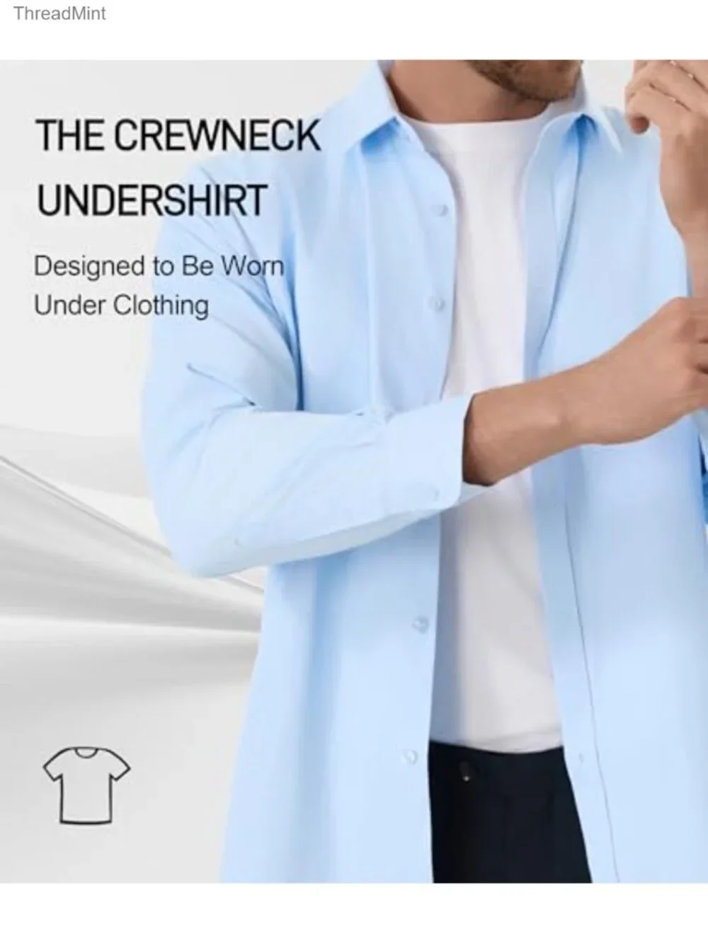 2 Pack Mens Sweatproof Undershirts Cotton Crew Neck Regular Fit Sweat Blocking